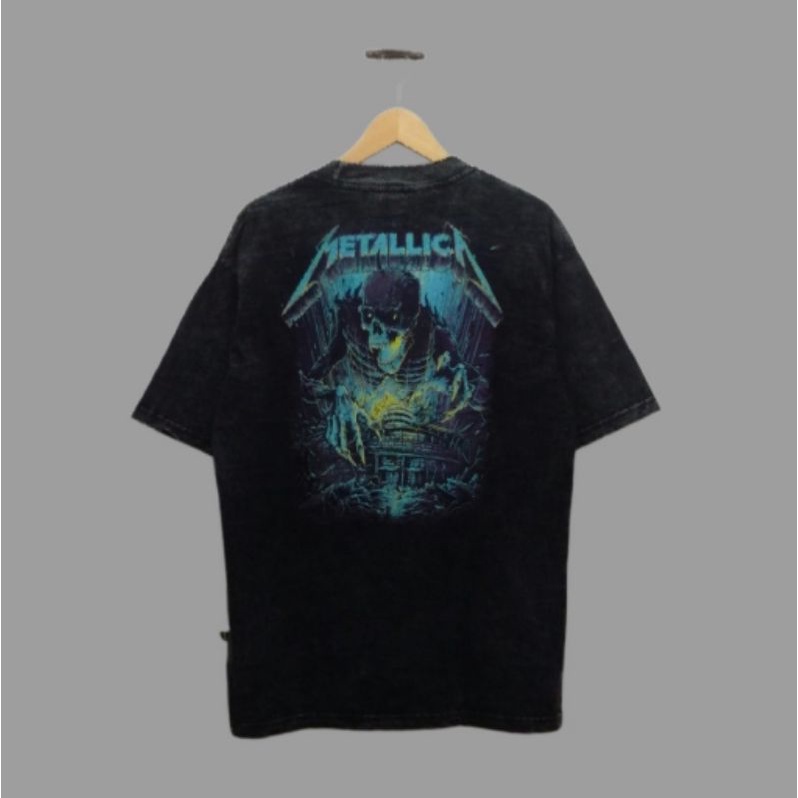 Kaos Baju Metallica Shot Sleeve Oversize Tie Dye T shirt Black