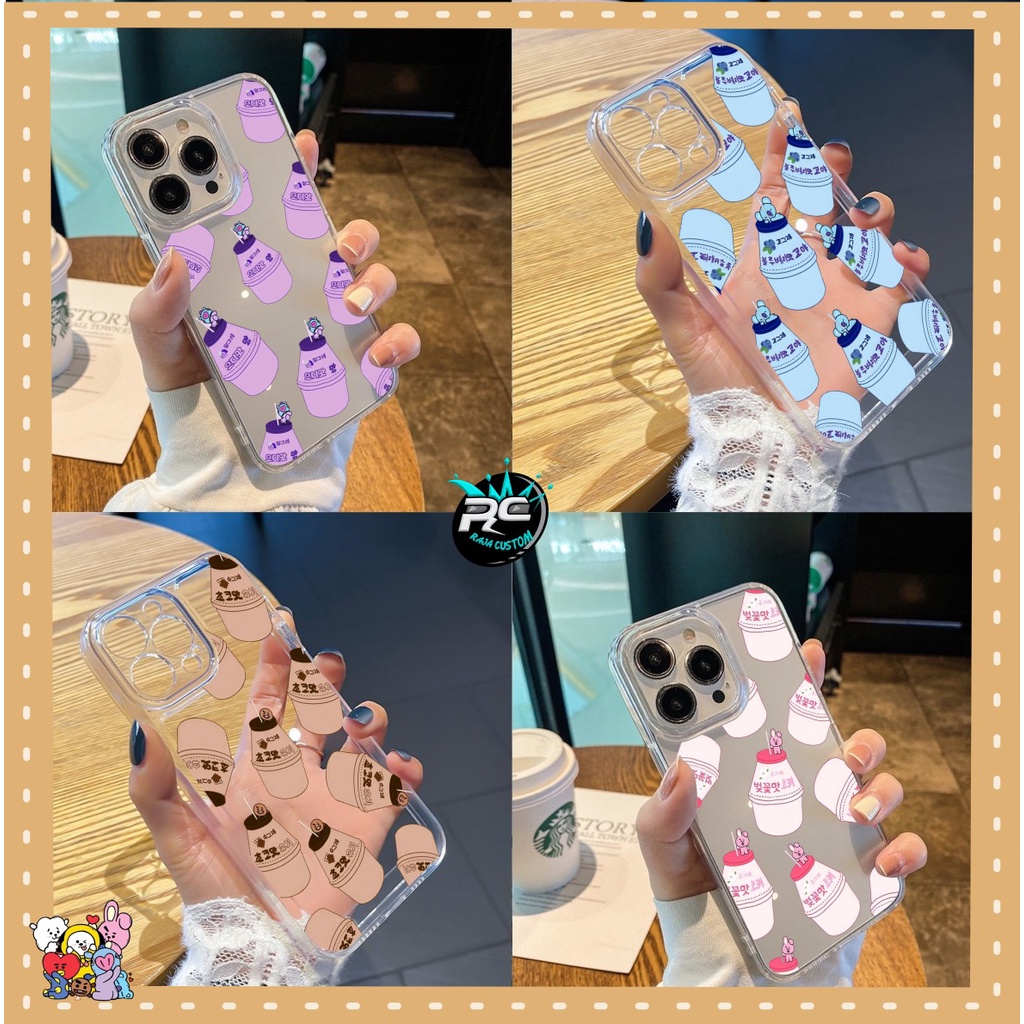 CUSTOM CASE SOFTCASE SILIKON CLEAR BENING BT21 DRINK CUSTOM IPHONE 6 6S 7 7+ 8+ X XS MAX 11 12 13 14