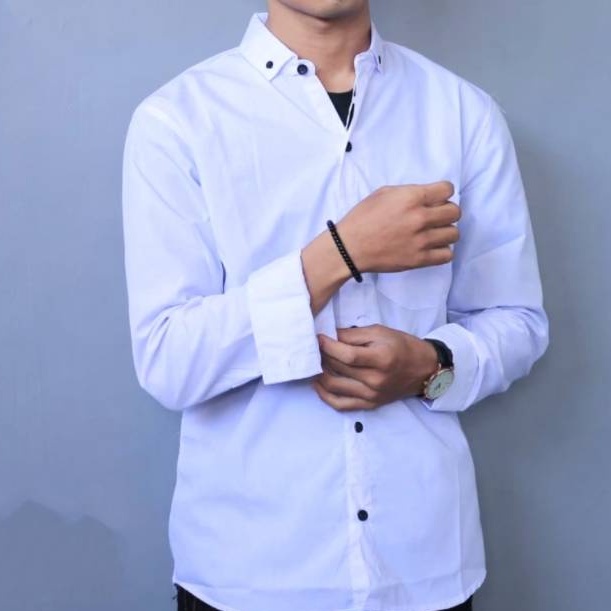 Baju Kemeja Putih Polos Premium Lengan Panjang Crinkle Beachwell Bali / Kemeja Pria / Kemeja Pantai 