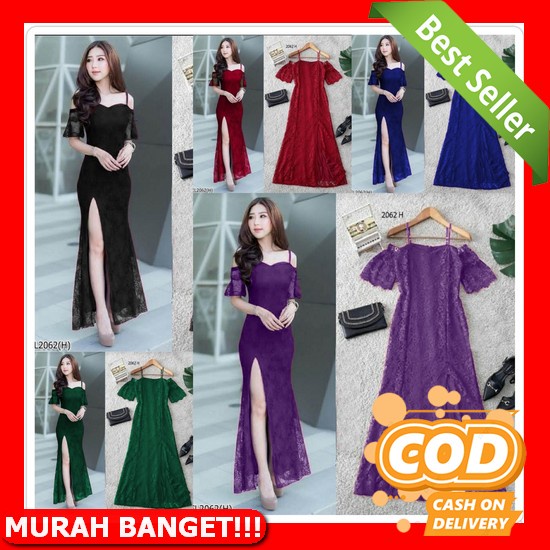 Dres Wanita Natalan Kekinian Murah Import Viral Brukat Dress Terbaru 2022 Dewasa Cewek Natal Long Dr