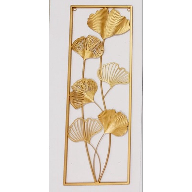 Golden Iron Leaf Wall Decoration / Dekorasi Bunga Emas Logam / Dekorasi Daun Bingkai Kuningan