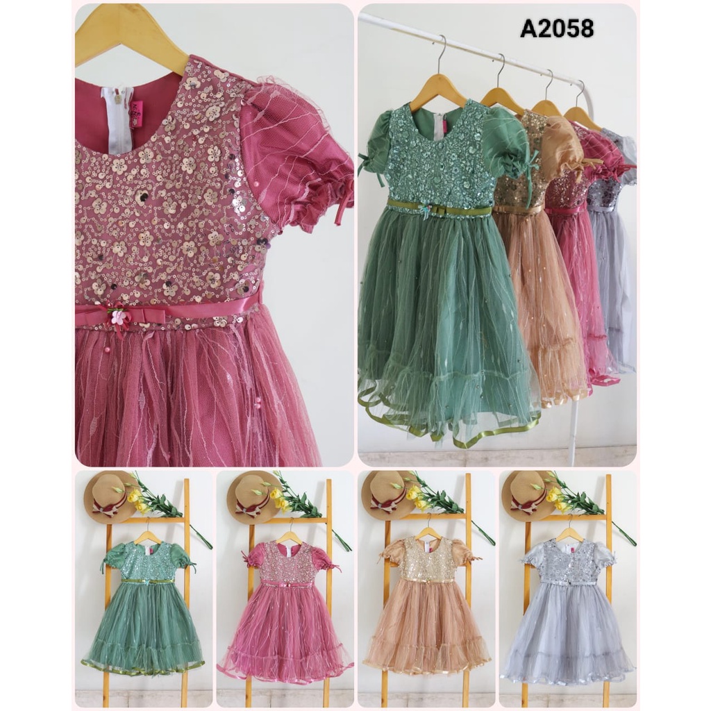 DRESS ANAK IMPORT LUCU MEWAH A2058