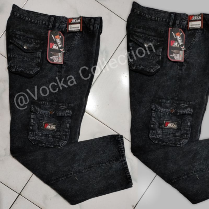 Celana Panjang Snow Wash Cargo Denim Original VOCKA