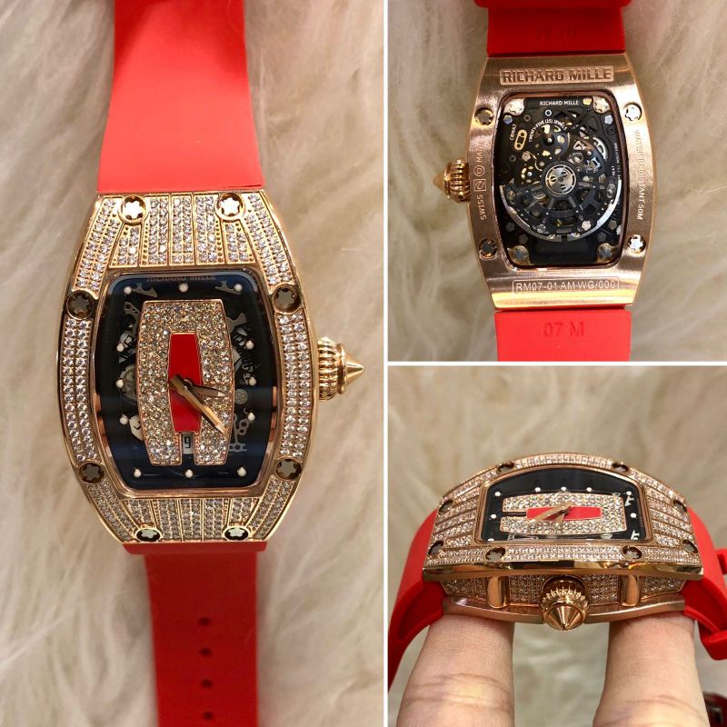 JSR 1902 JAM TANGAN WANITA RICHARD MILE LADY FULL DIAMOND SWISS RUBBER SUPER PREMIUM