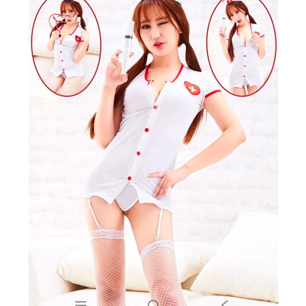 BAJU DINAS MALAM/ LINGERIE COSPLAY PERAWAT SEXY FULL SET 2