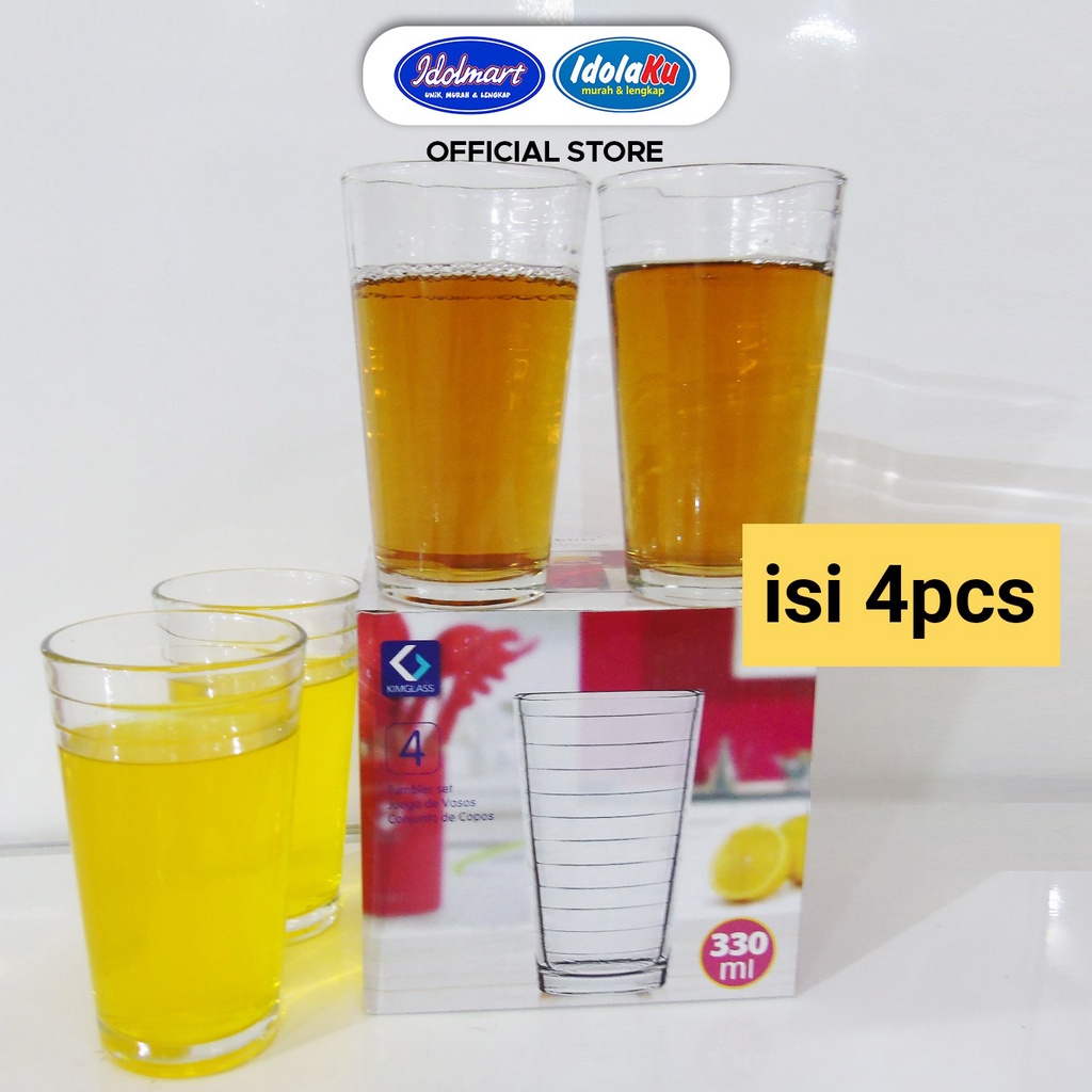 IDOLAKU Kimglass Glass Cup Franklin Isi 4 pcs Gelas Kaca Franklin gelas kado