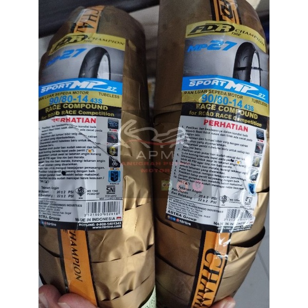 BAN LUAR FDR TUBELESS MP27 MP76 100/80-14 90/80-14 SPORT MP 27 MP 76