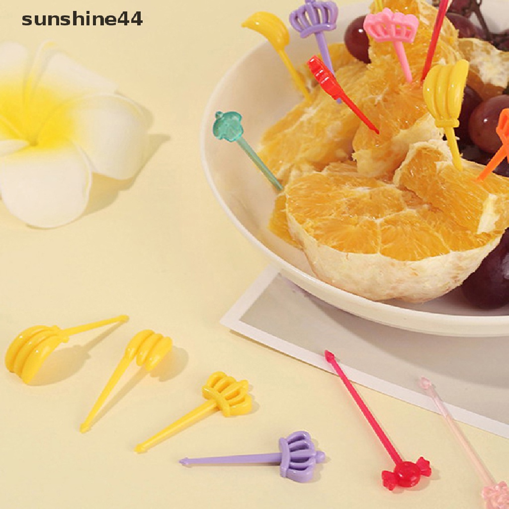 Sunshine 12 / 20Pcs Garpu Buah / Kue / Bento Mini Bahan Plastik Food Grade Untuk Dekorasi Pesta