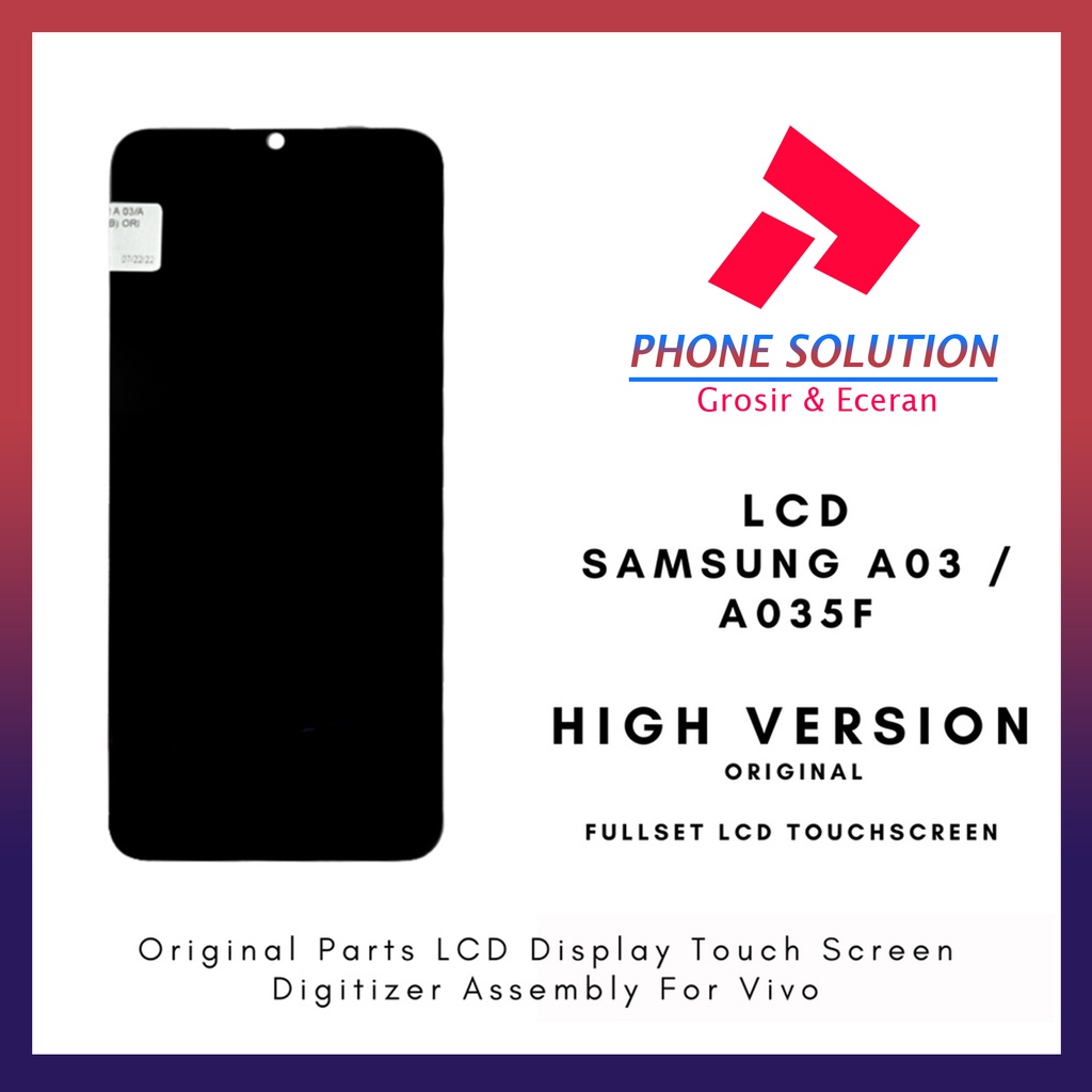 LCD Samsung A03 / A02S / A03S / A035F Original 100% Fullset Touchscreen // Supplier LCD Samsung - Garansi 1 Bulan