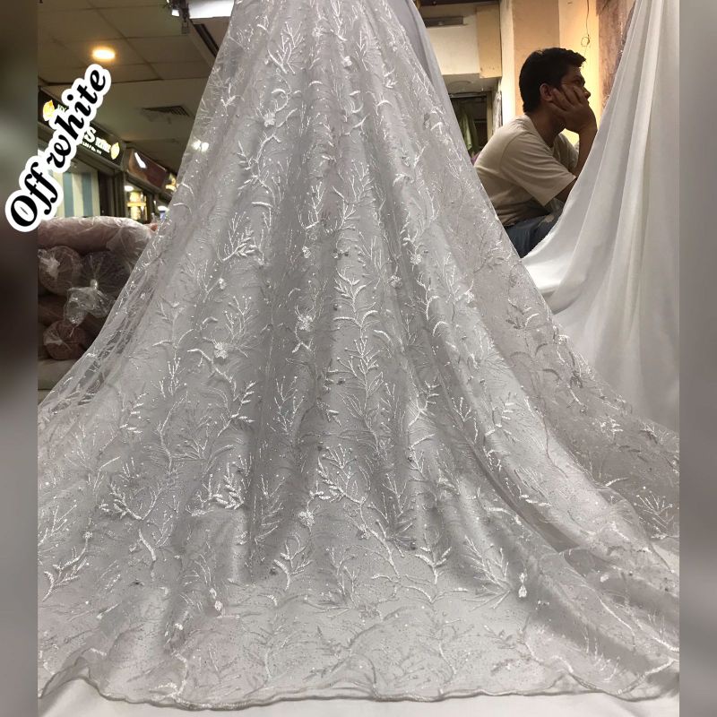 murahKain bahan tile akar mutiara daun rambat/ bahan kebaya brokat tulle.