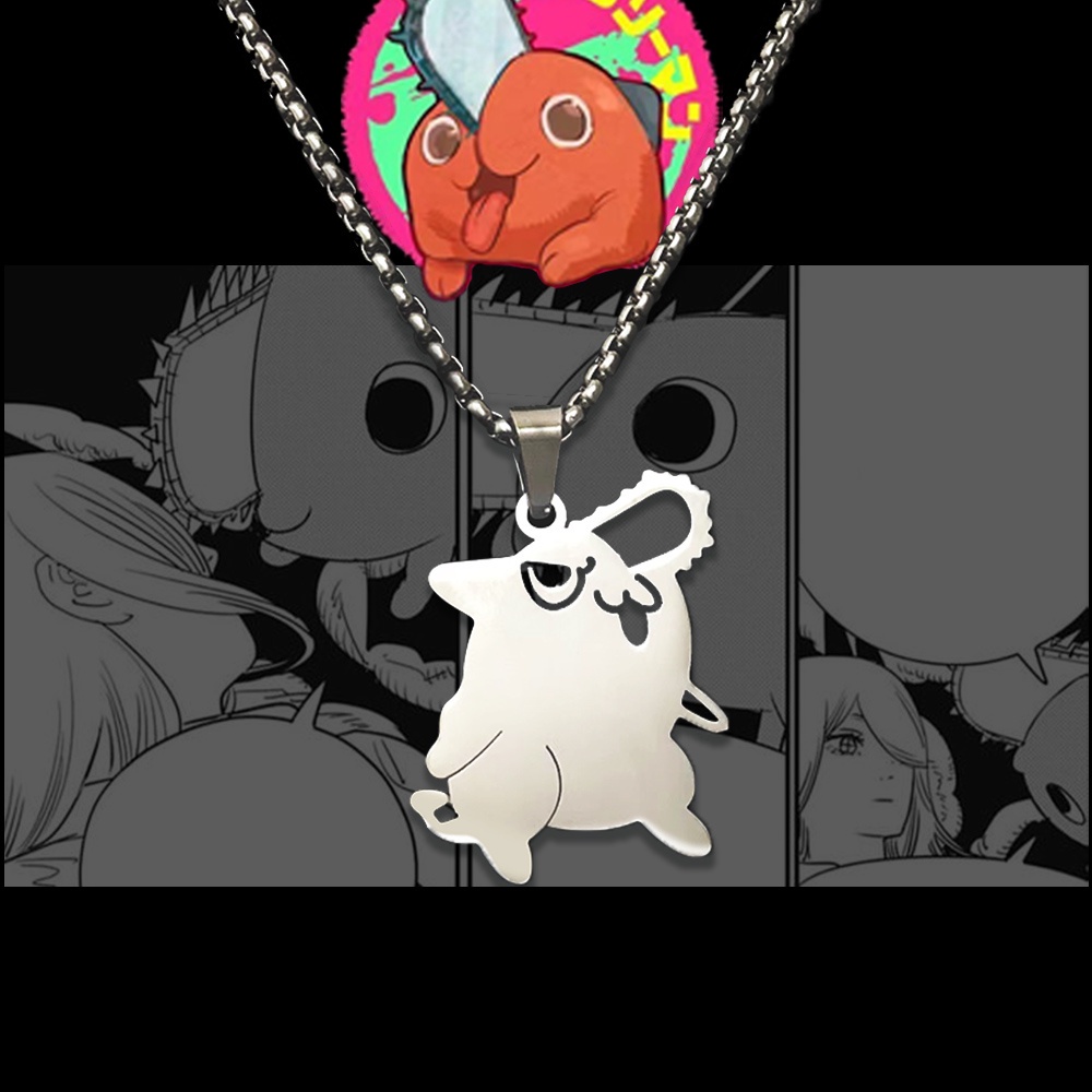 Kalung Choker Liontin Anime Chainsaw Man Bahan Stainless Steel Untuk Unisex