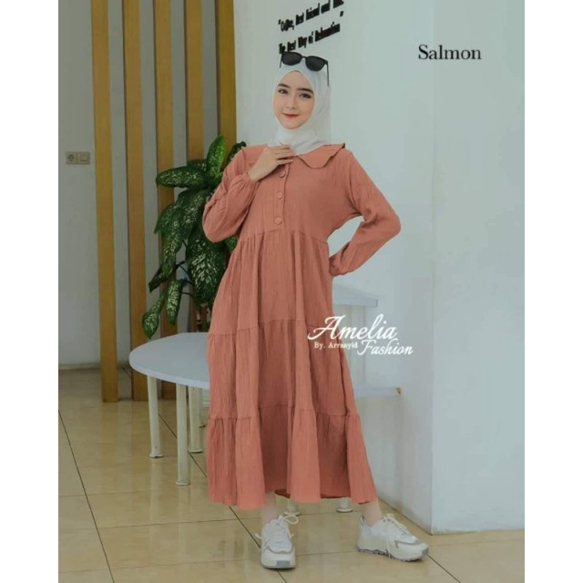 MIDI DRESS LADY CRUSH TERBARU ORI AMELIA FASHION GAMIS VIRAL KEKINIAN