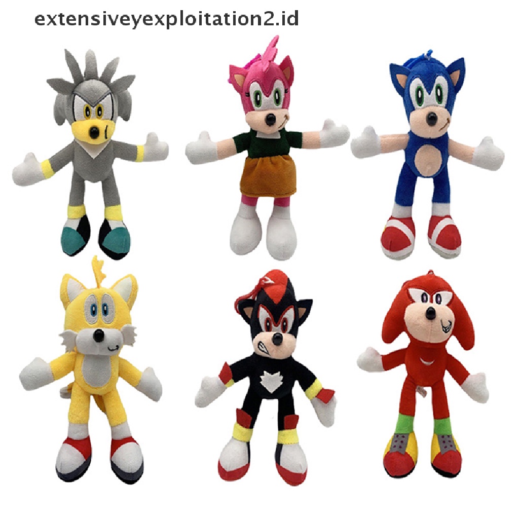 Mainan Boneka Plush Sonic Anime Tikus Ultrasonik Warna Hitam Biru Untuk Hadiah
