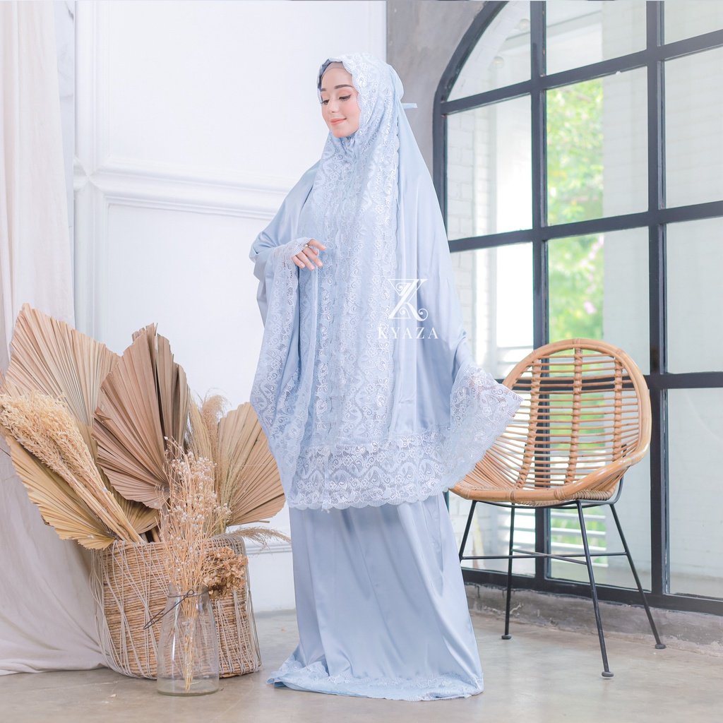 Mukena Full Renda Zara Silk | Mukena Armani Silk Glossy Renda | Mukena Seserahan