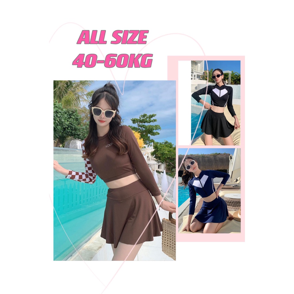 CHACHA twopiece swimwear premium korean style baju renang wanita tangan panjang all size