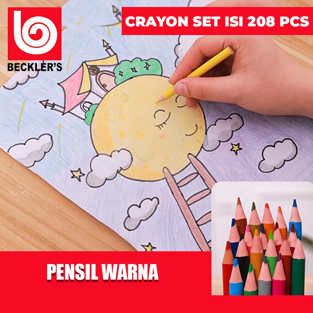 Crayon Set 208 Pcs / Pensil Warna Alat Menggambar Melukis Anak-anak Crayon Cat Air Pensi murah dan praktis