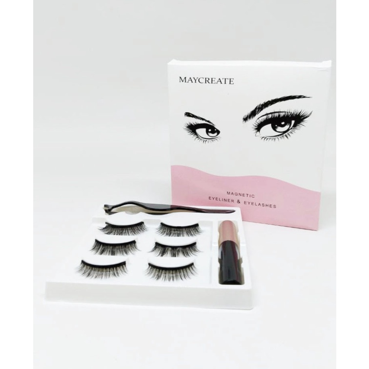 MAYCREATE BULU MATA PALSU Magnetik eyelash MAGNET 3D Magnetic SET 3Pairs with Eyeliner / MAYCREATE OFFICIAL SHOP