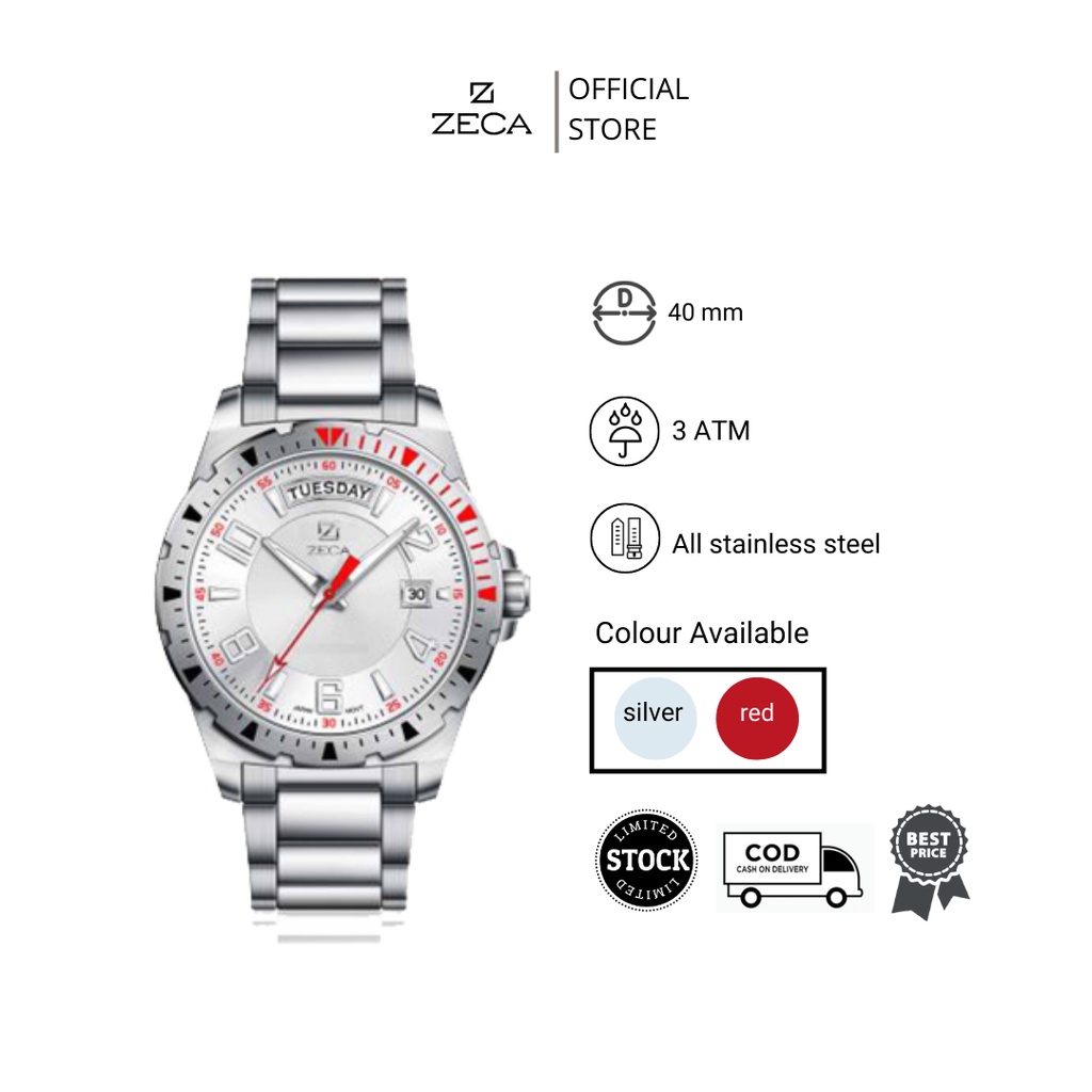 Zeca  Jam Tangan Pria Stainless Steel Analog Original 227M series