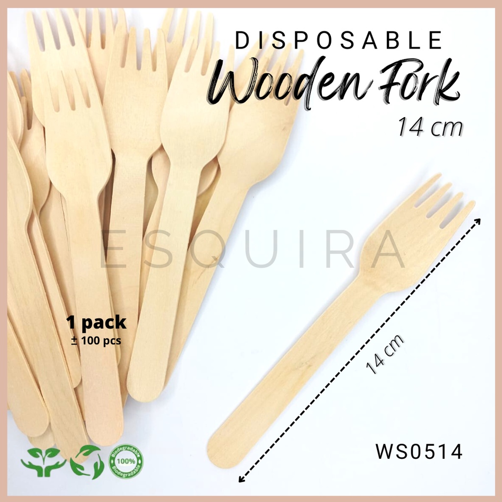 Wooden Fork / Garpu Cake / Garpu Kayu 14 Cm / 100 Pcs / WS0514