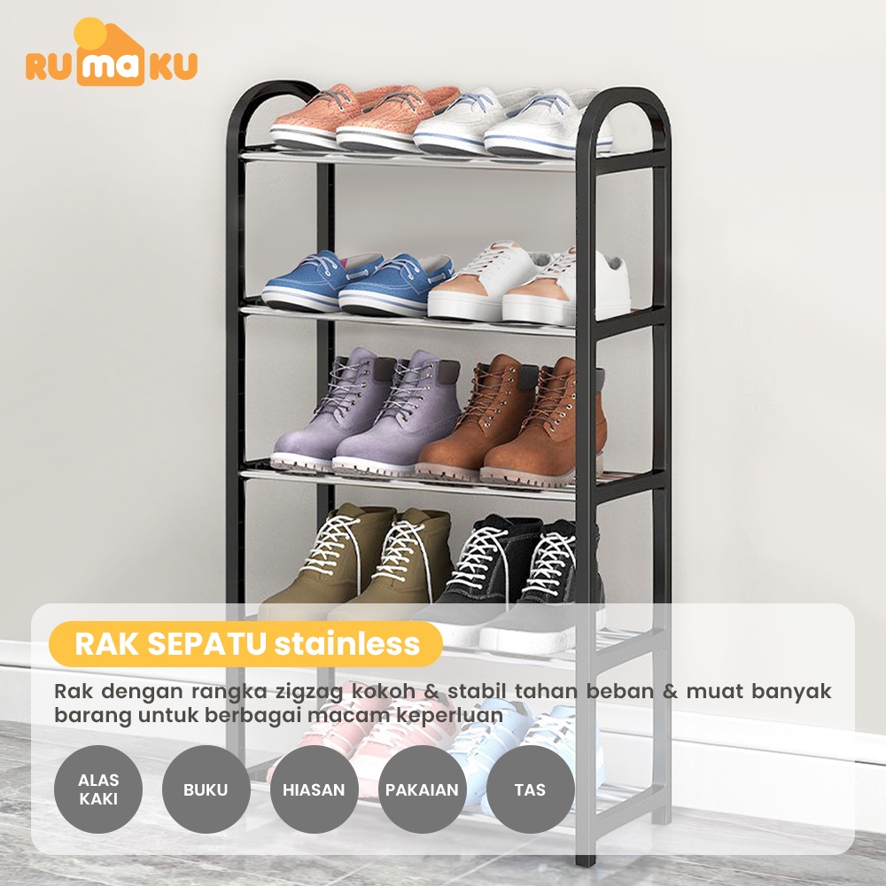 Rumaku Rak Sepatu 4 dan 5 Susun Serbaguna Portable Tempat Sepatu Sandal