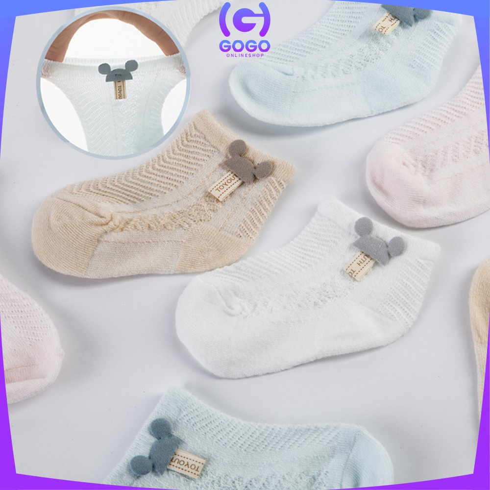 GOGO-P213 Kaos Kaki Bayi Pendek Motif Miky Lucu Bahan Katun Elastis Kaus Kaki Anak Balita Unisex Anti Slip