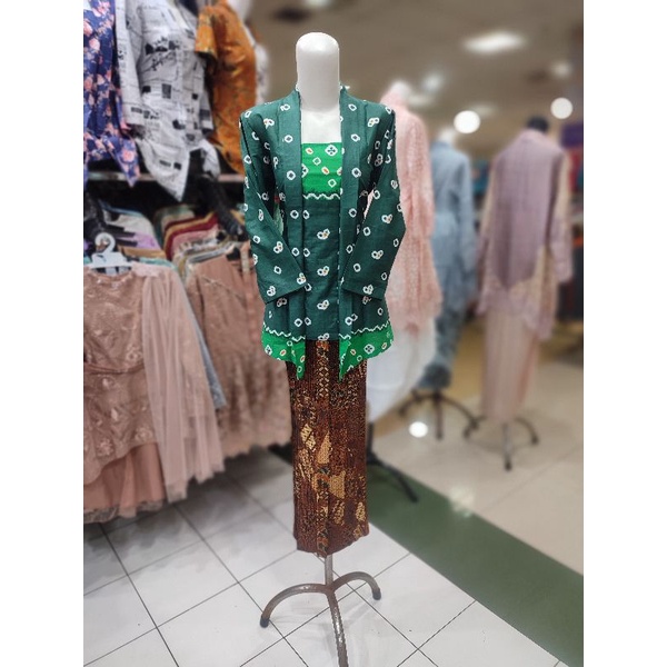 Atasan Kebaya Kutubaru Jumputan Printed Tumpal Senada Tua Muda Printed Bahan Katun 30S