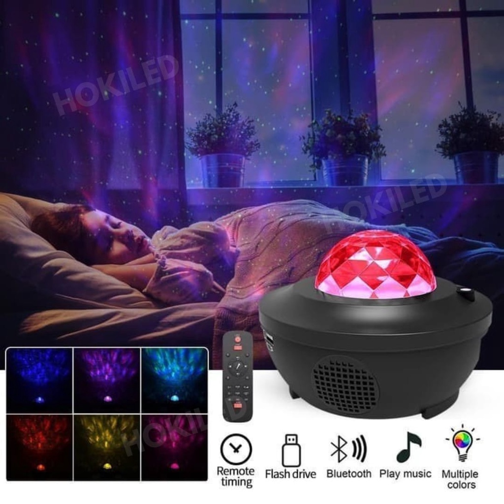 Nebula lampu Proyektor Bluetooth + Remote + Auto Off Lampu Tidur Proyektor