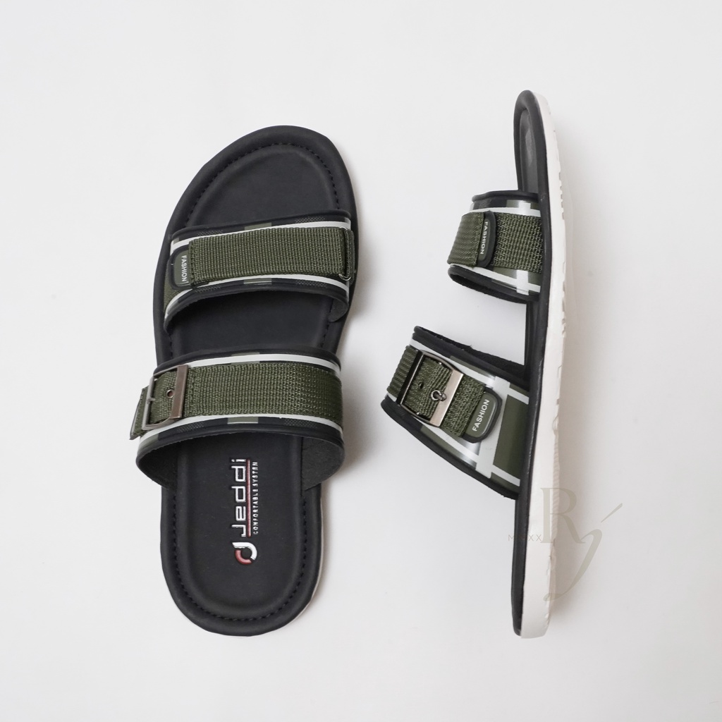 JEDDI [BRB 201] Sendal Selop Ban 2 Pria Sandal Slip On Pria Kasual Slide Sandal Selop Gesper Pria