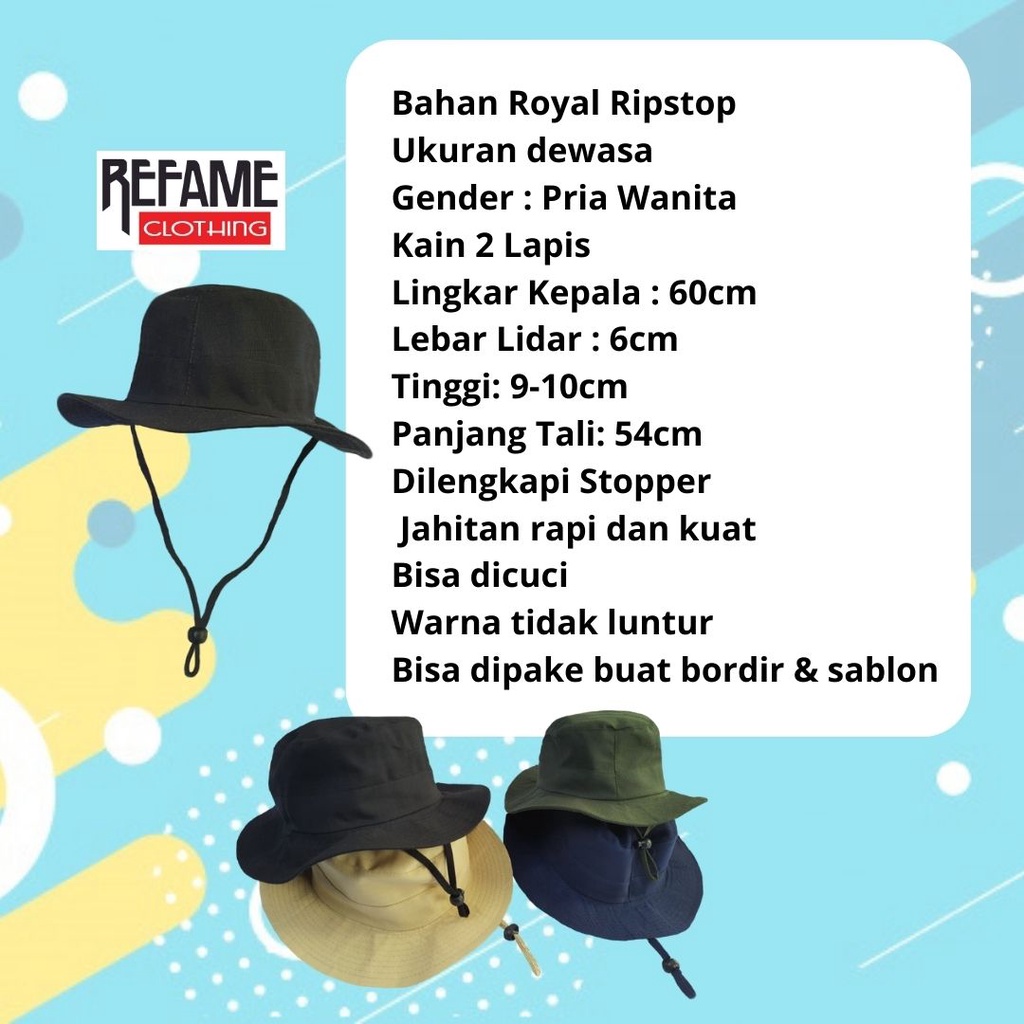 Topi Gunung Topi Rimba Topi Tali Hiking Hutan Camping Hat Tali Cream Outbound Lapangan Kemping Outdoor Pria Wanita