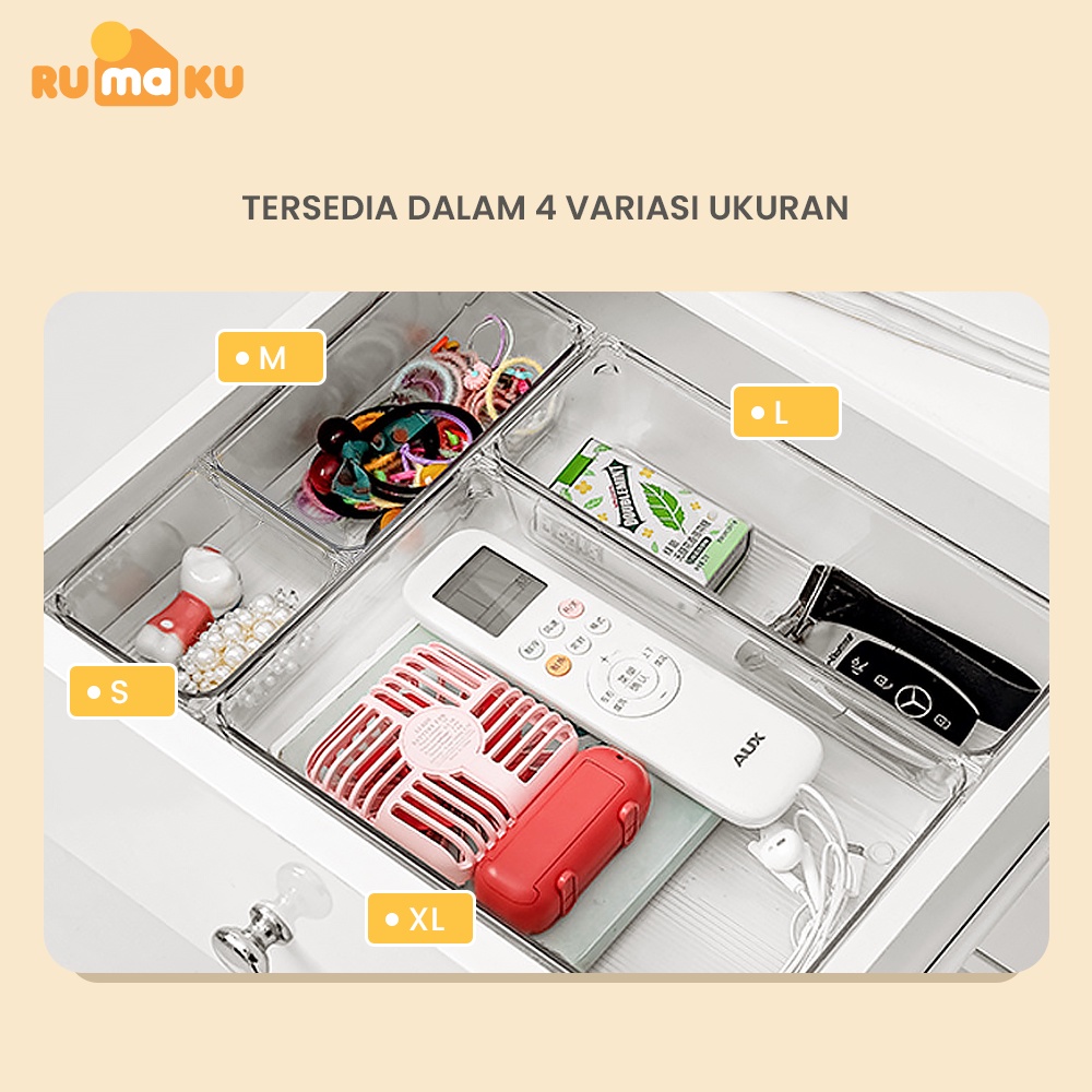 Rumaku Organizer Laci Sendok Garpu Sumpit Sekat Laci Dapur Bening Bahan Acrylic Organizer Meja Kamar