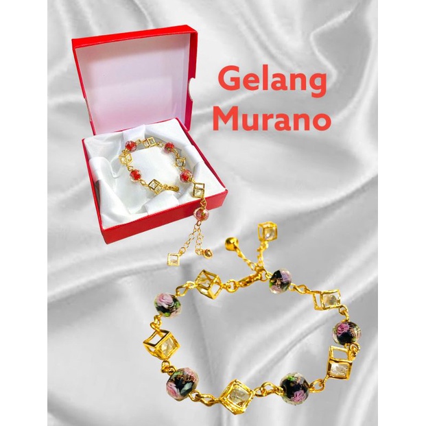 gelang tangan kristal murano//gelang//perhiasan //gelang lapis emas