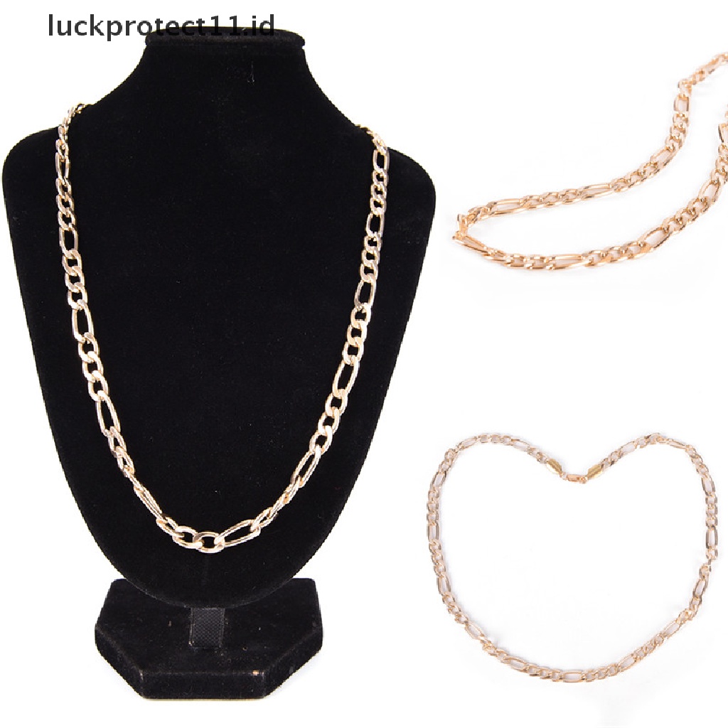 Kalung Rantai Panjang Lapis Emas 18K Gaya Punk Untuk Pria Dan Wanita