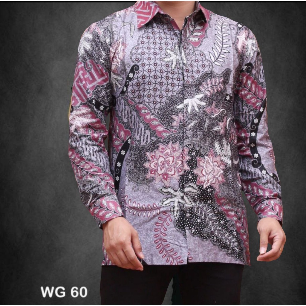 BSWART Batik HRB026 kenongo kemeja panjang anjani biru Pekalongan M L XL Batik Pria MURAH Modern Grosir