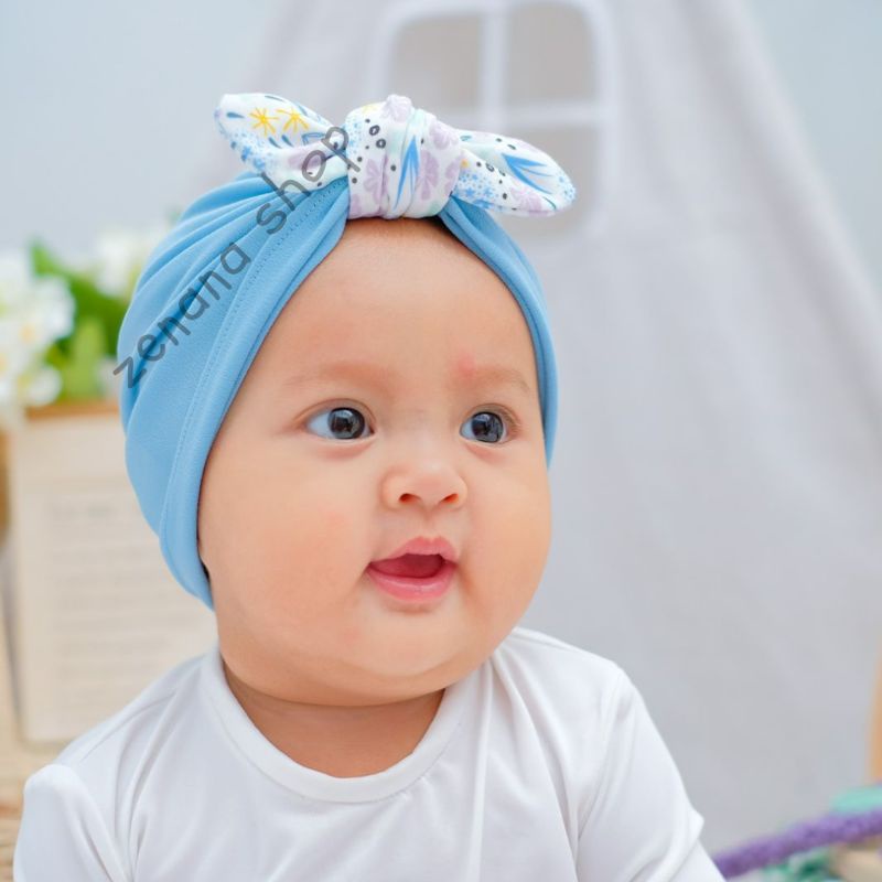Turban bayi Pita Kelinci Motif Cantik Bandana Chibi Bayi Perempuan Umur 0 - 2 Tahun