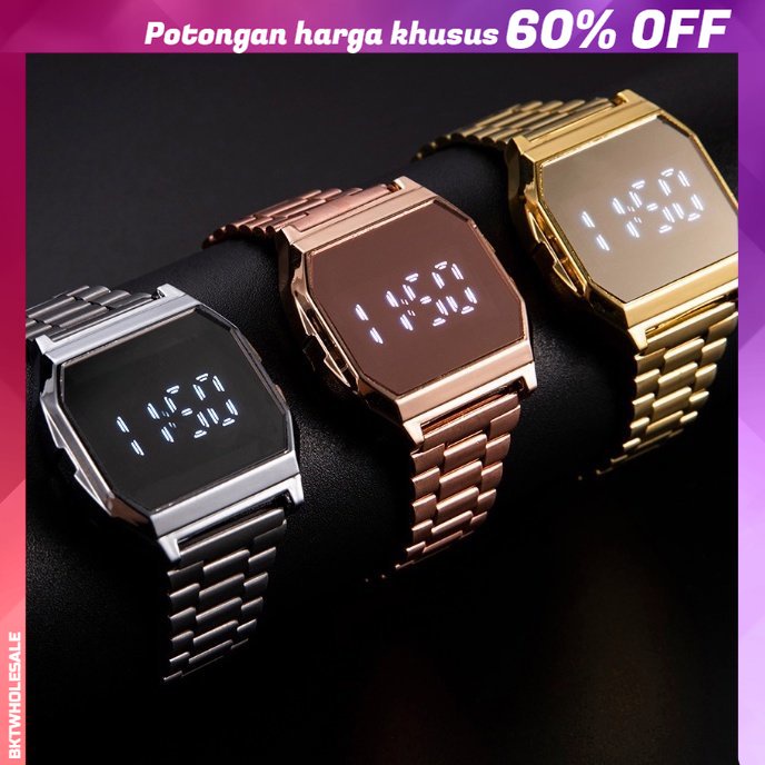 Jam Tangan Fashion Stainless Wristwatch Touch Screen Waterproof Digital Watch