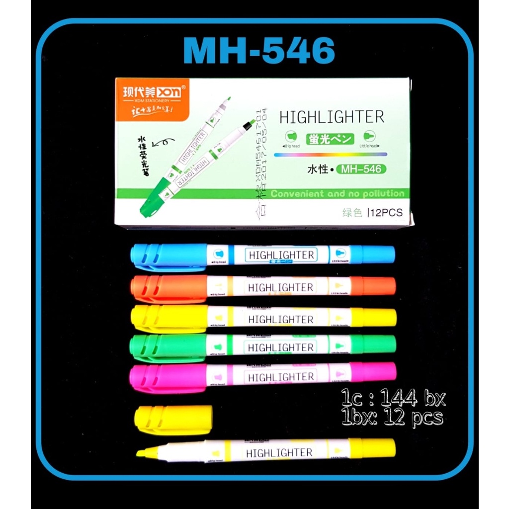 

fluorecent pen xdm mh 546 2 mata highlighter dan spidol warna random