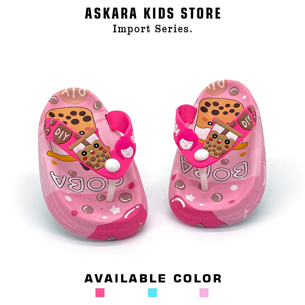AKS Import Series - Sandal Anak Perempuan Karet Jelly Model Jepit Bergambar Boba NEW