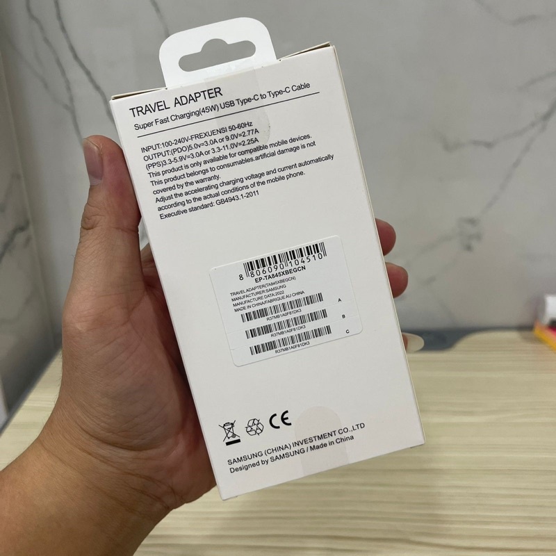 charger real ic 45w superfast charging smasung galaxy smartphone Type C To C kotak panjang 1:1 original batok berat Promo Sen