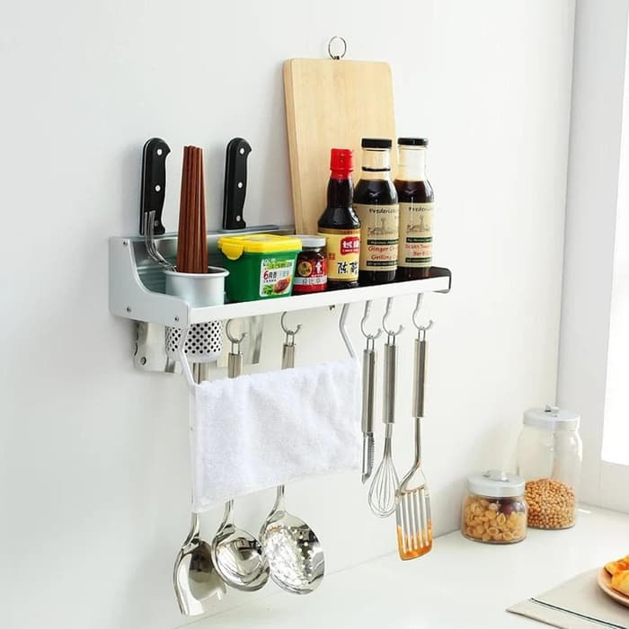 SHENAR RAK Dinding Dapur Aluminium- Kitchen Organiser Serbaguna Tempat Alat Dapur,SHENAR