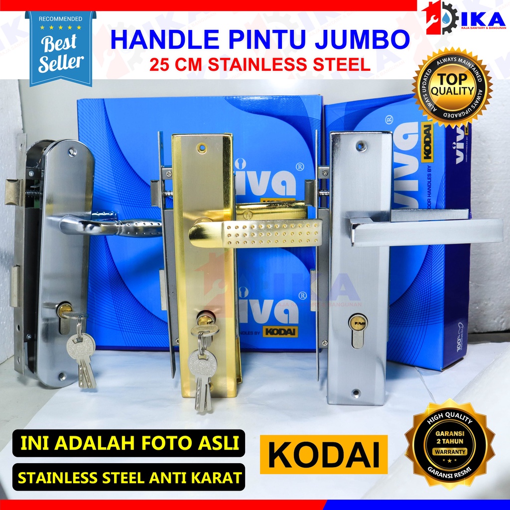 Handle pintu besar kunci pintu besar komplit Kunci Pintu Rumah BESAR Gagang Kotak Bulat Silinder Komplit Set 25 cm l Gagang Handle Pintu Rumah Stainless