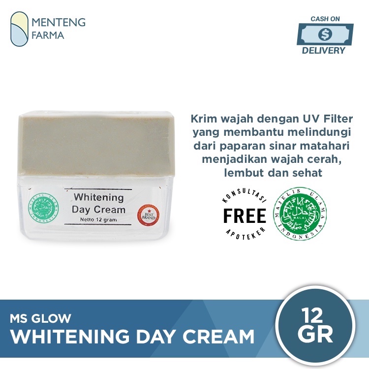 Ms Glow Whitening Day Cream 12 Gr - Krim Pagi Untuk Mencerahkan Kulit Wajah