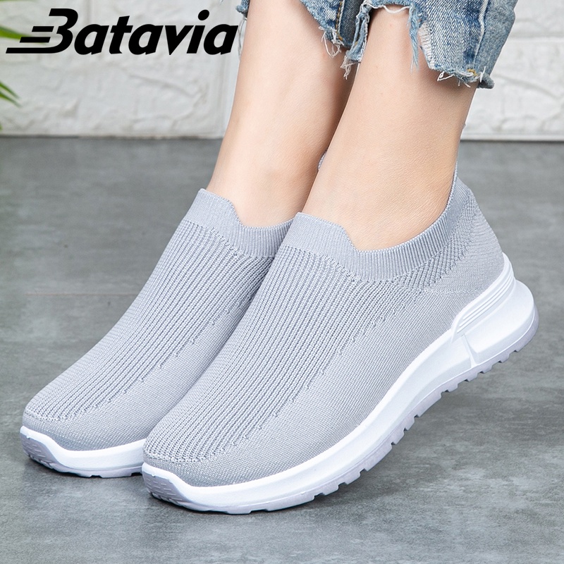 （COD）Batavia Baru Sepatu Wanita Sneakers Bernapas Tipis Kasual Mesh Rajutan Sepatu Wanita Sepatu Lari D09 A121