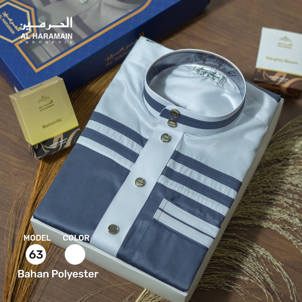 AL Haramain Jubah / Gamis Pria Dewasa Premium Kombinasi (63) | Navy | Maroon | Biru Keabuan