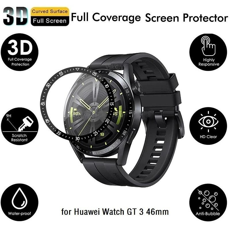 Pelindung Layar Tempered Glass Full Cover Lengkung 42mm Untuk Huawei Watch GT3