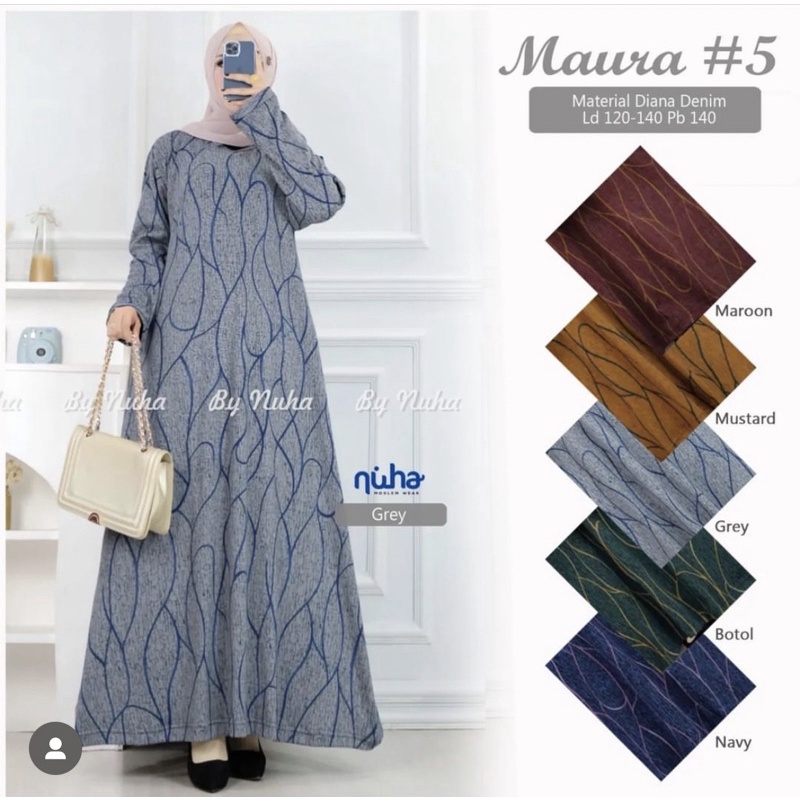 Maura Dress #5 Ld120 - Gamis Diana Denim Terbaru Jumbo Bigsize Oversize Bumil / 025-7104