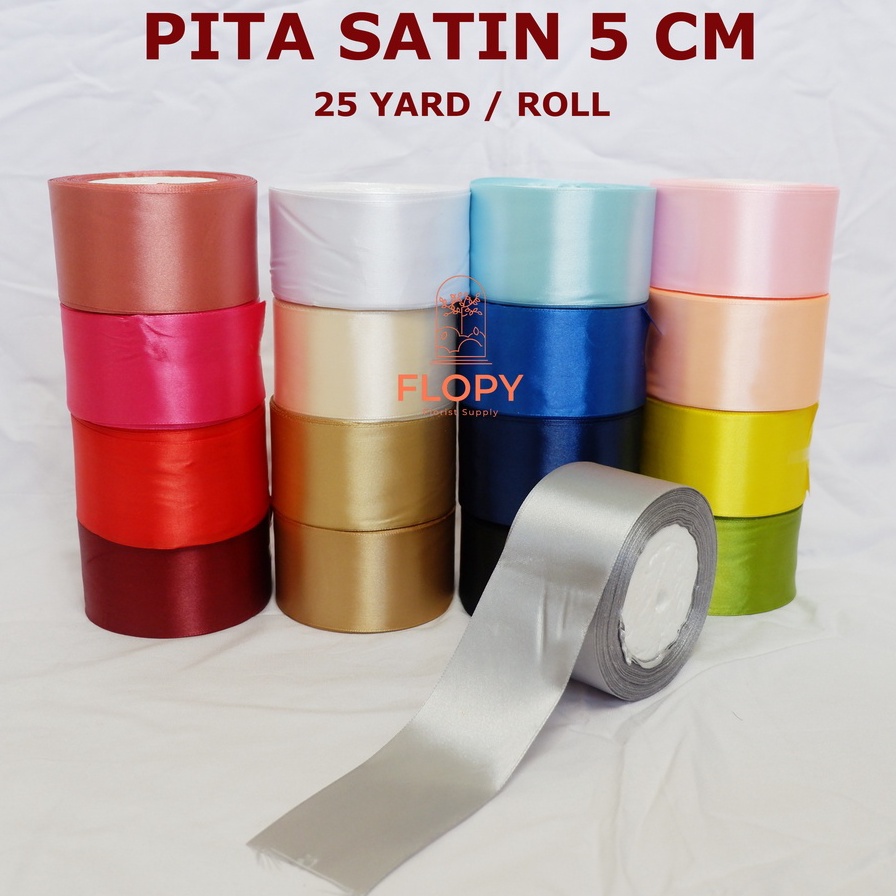 

FLOPY [25 Yard] Pita Satin 5 cm warna pastel