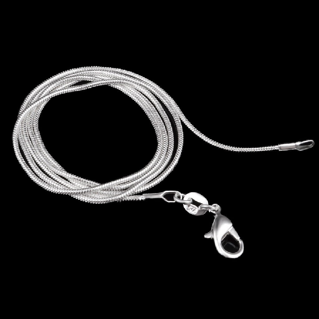 Kalung Choker Rantai Ular Panjang 16-28 Inch 1mm Warna Silver Ukuran 40-80cm