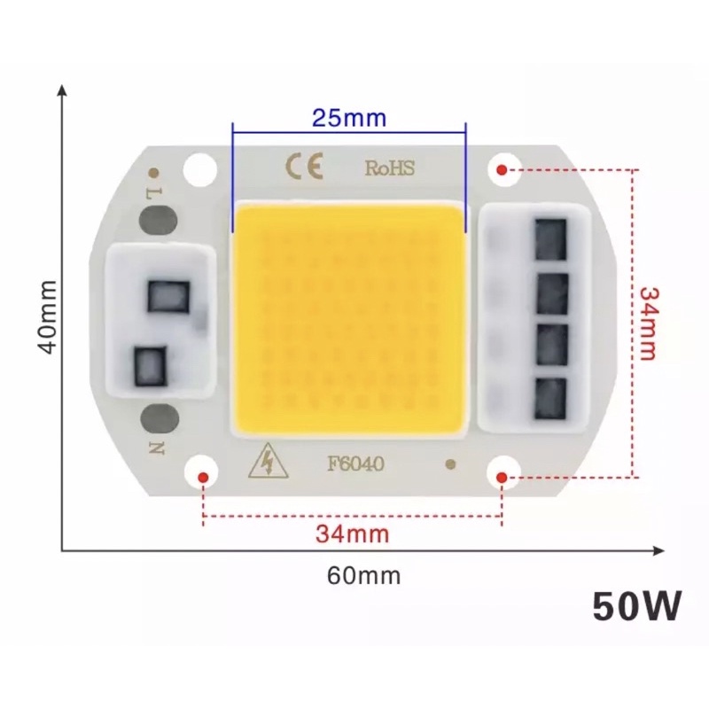 LED COB 50 W AC220V Lampu dengan SMART IC Driver Lampu Sorot warna putih Lampu LED