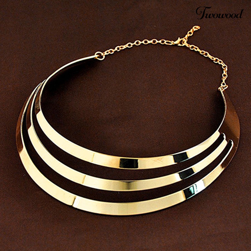 Kalung Rantai Choker Bentuk Setengah Lingkaran Bahan Alloy Gaya Punk Untuk Wanita