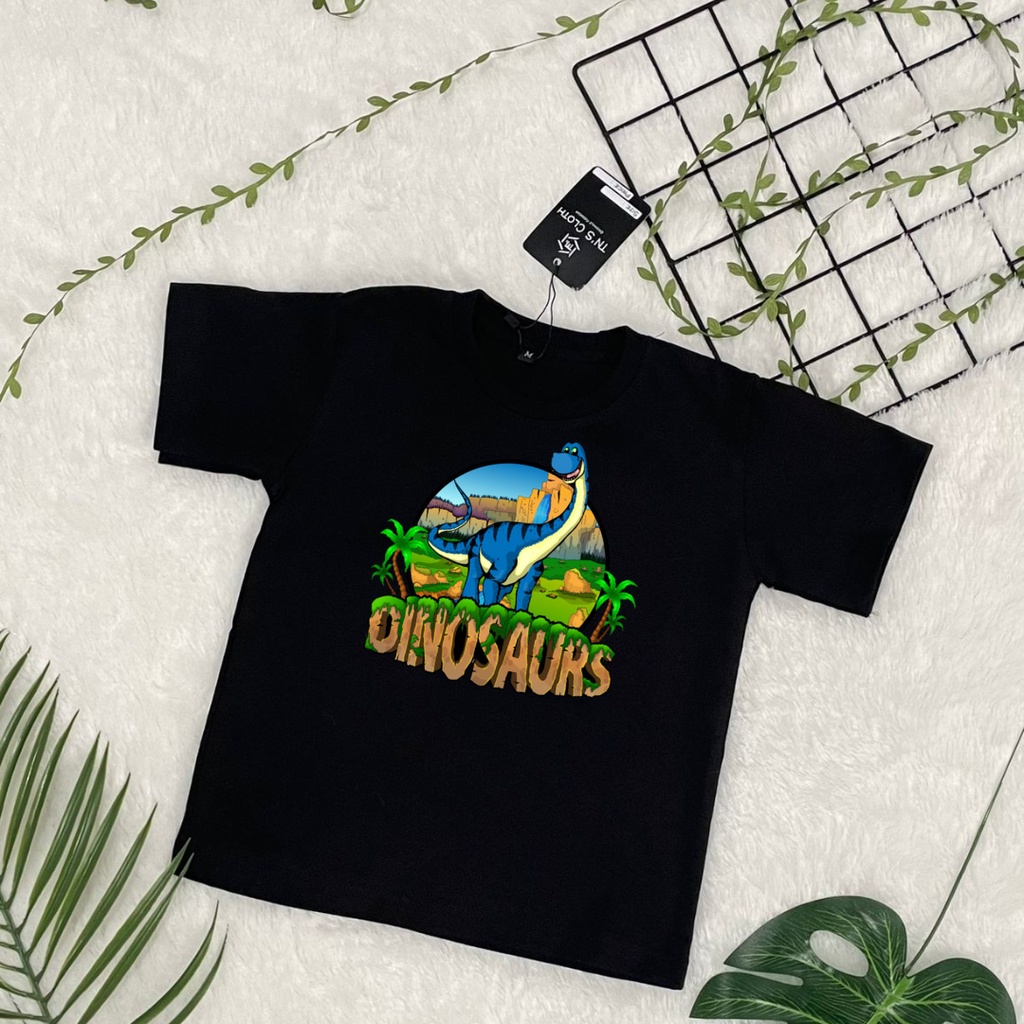 kaos atasan anak dinosaurus, baju anak unisex 1-9 tahun bahan adem dan lembut. kaos anak distro.